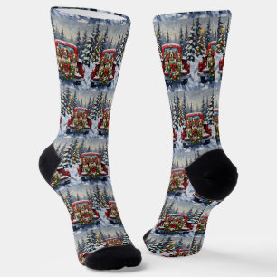 Springer Spaniel Weihnachten Rotes Lastwagen Ferie Socken