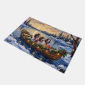 Springer Spaniel Weihnachtsboot Urlaub Fußmatte (Schrägansicht)