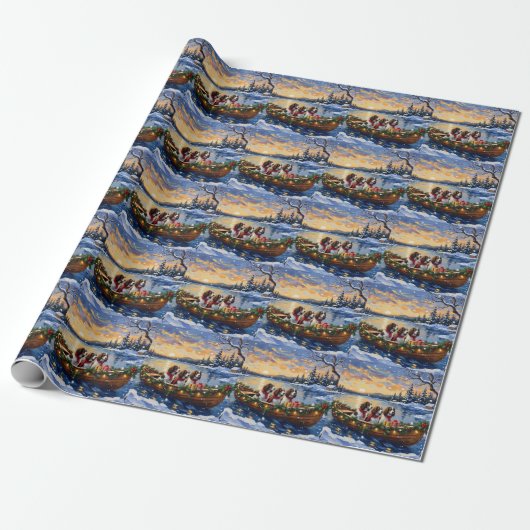 Springer Spaniel Weihnachtsboot Urlaub Geschenkpapier (Ungerollt)