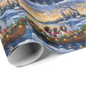 Springer Spaniel Weihnachtsboot Urlaub Geschenkpapier (Rolleneckpunkt)