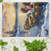 Springer Spaniel Weihnachtsboot Urlaub Geschirrtuch (Gefaltet)