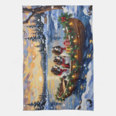 Springer Spaniel Weihnachtsboot Urlaub Geschirrtuch (Vertikal)