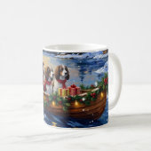 Springer Spaniel Weihnachtsboot Urlaub Kaffeetasse (VorderseiteRechts)