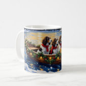 Springer Spaniel Weihnachtsboot Urlaub Kaffeetasse (Vorderseite Links)