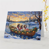 Springer Spaniel Weihnachtsboot Urlaub Karte (Gelbe Blume)