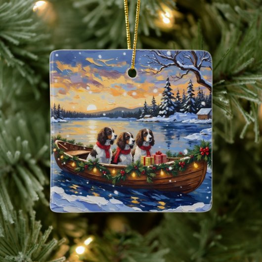 Springer Spaniel Weihnachtsboot Urlaub Keramikornament (Baum)