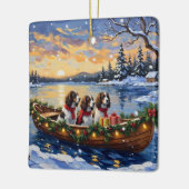 Springer Spaniel Weihnachtsboot Urlaub Keramikornament (Links)