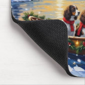 Springer Spaniel Weihnachtsboot Urlaub Mousepad (Ecke)