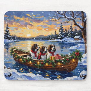 Springer Spaniel Weihnachtsboot Urlaub Mousepad