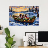 Springer Spaniel Weihnachtsboot Urlaub Poster (Heimbüro)