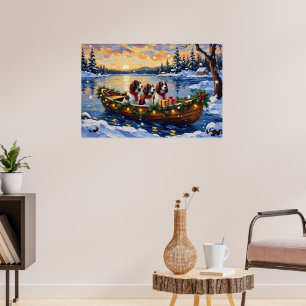 Springer Spaniel Weihnachtsboot Urlaub Poster