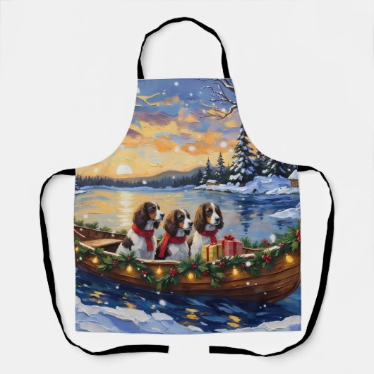 Springer Spaniel Weihnachtsboot Urlaub Schürze (Vorderseite)