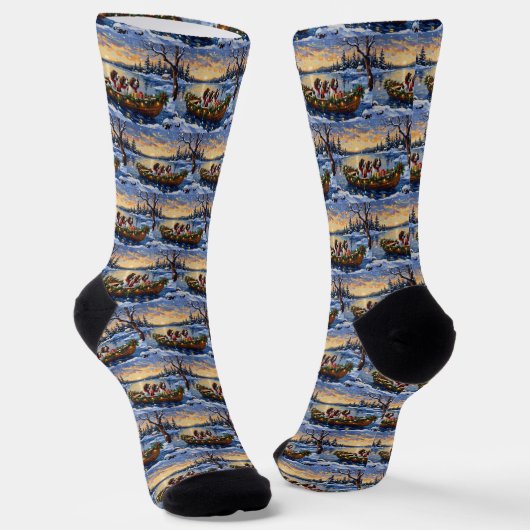 Springer Spaniel Weihnachtsboot Urlaub Socken (Gewinkelt)