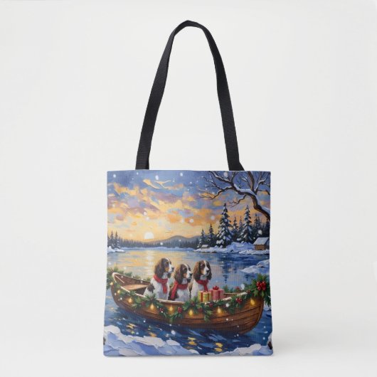 Springer Spaniel Weihnachtsboot Urlaub Tasche (Vorderseite)