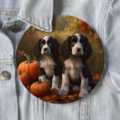 Springer Spaniel Welpe Herbstfreude Kürbis Button (Beispiel)