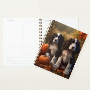 Springer Spaniel Welpe Herbstfreude Kürbis Planer