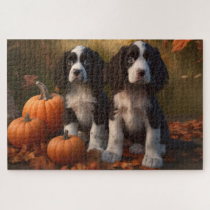 Springer Spaniel Welpe Herbstfreude Kürbis  Puzzle