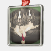 Springer-Spaniels-Verzierung Silbernes Ornament (Links)