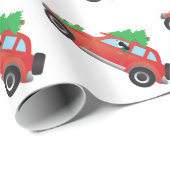 Springer Spanier Auto fahren mit Weihnachtsbaum Geschenkpapier (Rolleneckpunkt)