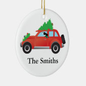 Springer Spanier Auto fahren mit Weihnachtsbaum Keramik Ornament (Rechts)