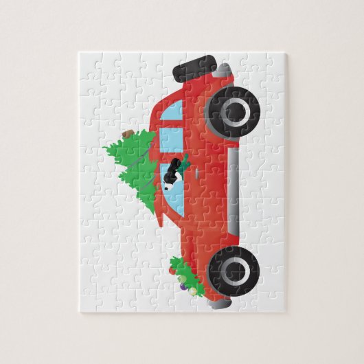 Springer Spanier Auto fahren mit Weihnachtsbaum Puzzle (Vertikal)