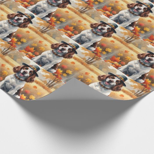 Springer Spanier im Herbst hinterlässt Erntedank A Geschenkpapier (Ecke)