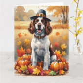 Springer Spanier im Herbst hinterlässt Erntedank A Karte (Gelbe Blume)