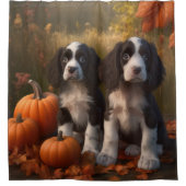 Springer Spanier Welpe Autumn Delight Pumpkin Duschvorhang (Vorderseite)
