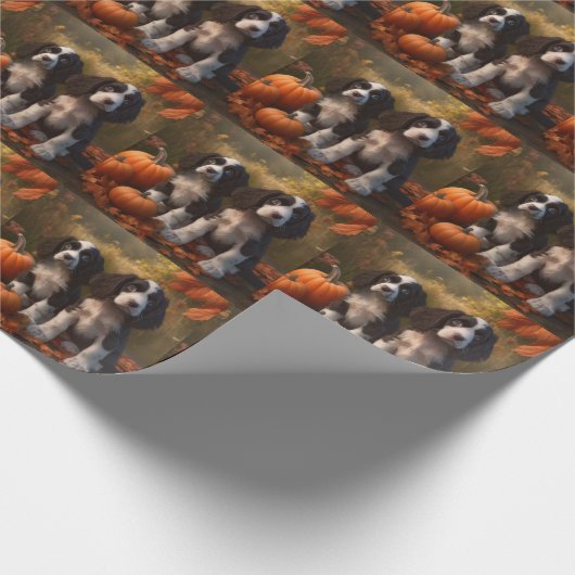 Springer Spanier Welpe Autumn Delight Pumpkin Geschenkpapier (Ecke)