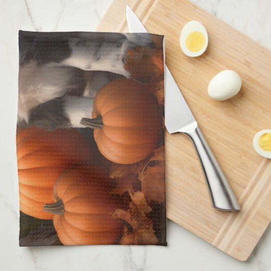 Springer Spanier Welpe Autumn Delight Pumpkin Geschirrtuch (Viertel Falte)