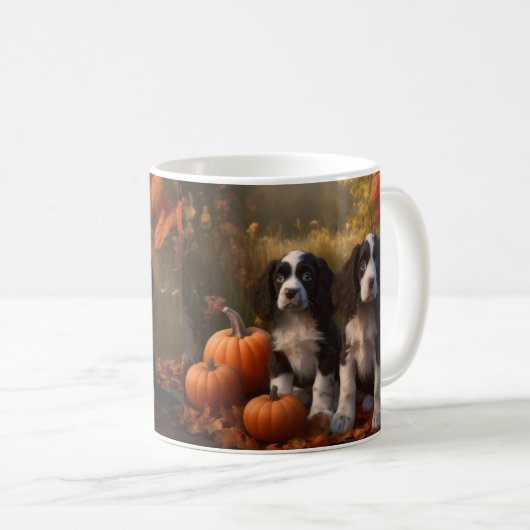 Springer Spanier Welpe Autumn Delight Pumpkin Kaffeetasse (VorderseiteRechts)