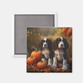 Springer Spanier Welpe Autumn Delight Pumpkin Magnet (Vorderseite/Rückseite)