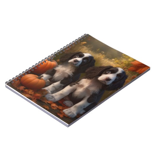 Springer Spanier Welpe Autumn Delight Pumpkin Notizblock (Linke Seite)