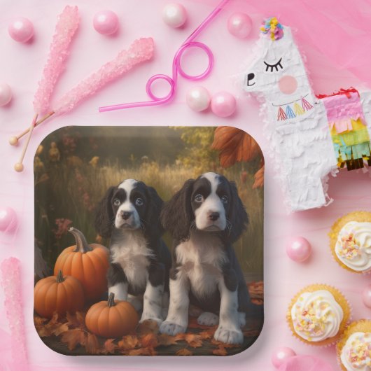 Springer Spanier Welpe Autumn Delight Pumpkin Pappteller (Party)