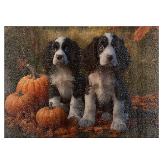 Springer Spanier Welpe Autumn Delight Pumpkin Schneidebrett (Vorderseite)