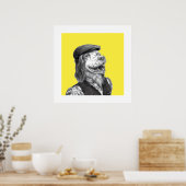 Springer Spanisch mit flachem Hut (Retro-Gelb) Poster (Küche)