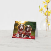 Springer Spanische Welpen Weihnachtskarte Karte (Gelbe Blume)