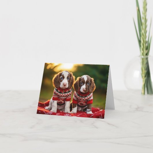 Springer Spanische Welpen Weihnachtskarte Karte (Vorderseite)