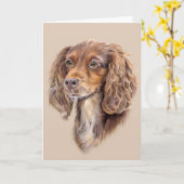 Springer Sprocker Cocker Spaniel Grußkarte Karte (Gelbe Blume)
