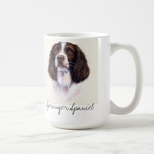 Springerspaniel-Hundeporträt in der Kaffeetasse (Rechts)