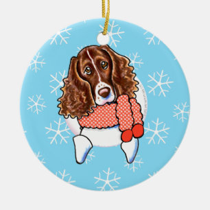 SpringerSpaniel ließ es schneien Keramik Ornament