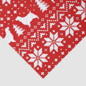 Springerspaniel-Silhouette-Weihnachtsmuster-Rot Seidenpapier (Detail)