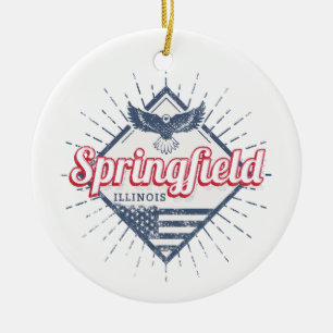 Springfield City Illinois United Staaten Retro USA Keramik Ornament