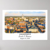 Springfield Illinois Poster, Aquarell, Maßgeschnei Poster (Vorne)