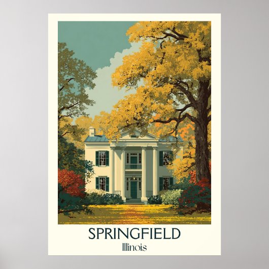 Springfield Illinois Vintag Lincoln Zuhause Art Poster (Vorne)