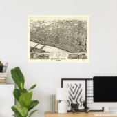 Springfield, MA Panorama Karte - 1875 Poster (Heimbüro)