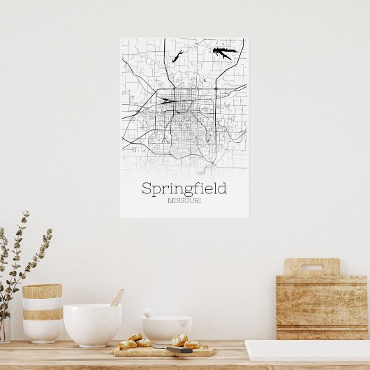 Springfield Map - Missouri - City Map Poster (Küche)