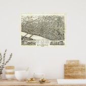 Springfield Mass. 1875 Antique Panoramabalkarte Poster (Küche)