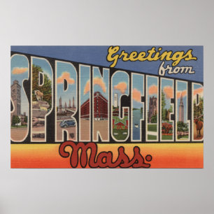 Springfield, Massachusetts - Großbuchstaben Poster