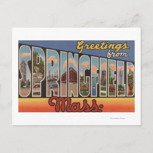 Springfield, Massachusetts - Großbuchstaben Postkarte (Vorderseite)